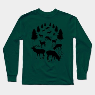 wild deer forest, red deer, animals, hunting Long Sleeve T-Shirt